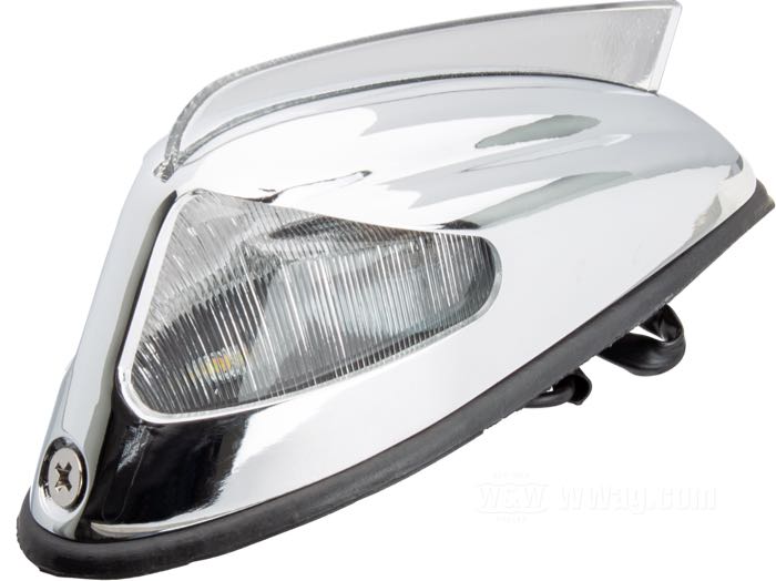 Luz de guardabarros »Hydra Glide«; acero / vidrio acrílico, claro, cromado; tipo de bombilla: G15; 12 V; casquillo: BA9s; con bombilla 12 V; reemplaza OEM HD 68450-49; peso bruto: 200 g