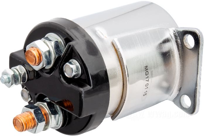 Solenoide de Accel; apropiado para modelos FL y FX 1965-1988, Softail →1988, Sportster 1967-1980, Servi Car 1966→; acero / plástico, cromado; reemplaza OEM HD 71469-65 y 71473-77; China; peso bruto: 860 g