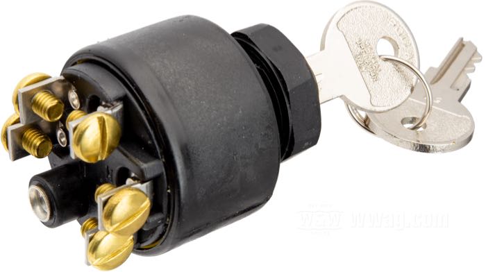 Zündschloss; wasserdicht; Kunststoff, schwarz; Länge: 51 mm; Ø 36.5 mm; Gewinde: M20 x 1.5; mit zwei Schlüsseln; Bruttogewicht: 80 g