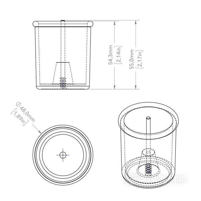 Tazza di ricambio; per Bates Handle-BAR; vetro acrilico / acciaio inox; peso lordo: 42.8 g