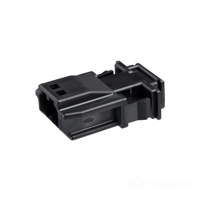 Steckergehäuse »MX 19« von JAE; 2-polig; PBT / Silikon, schwarz; für Kabel: ~ bis 0.5 mm² (bis AWG 20); ersetzt OEM HD 72905-11; Japan; Bruttogewicht: 2 g