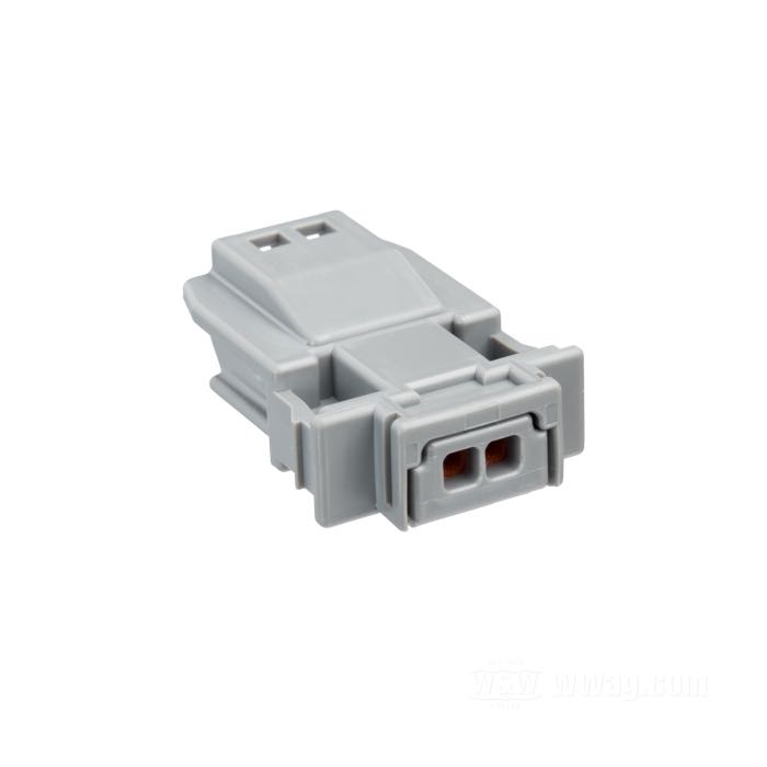 Steckergehäuse »MX 19« von JAE; 2-polig; PBT / Silikon, grau; für Kabel: ~ bis 0.5 mm² (bis AWG 20); Japan; Bruttogewicht: 2 g