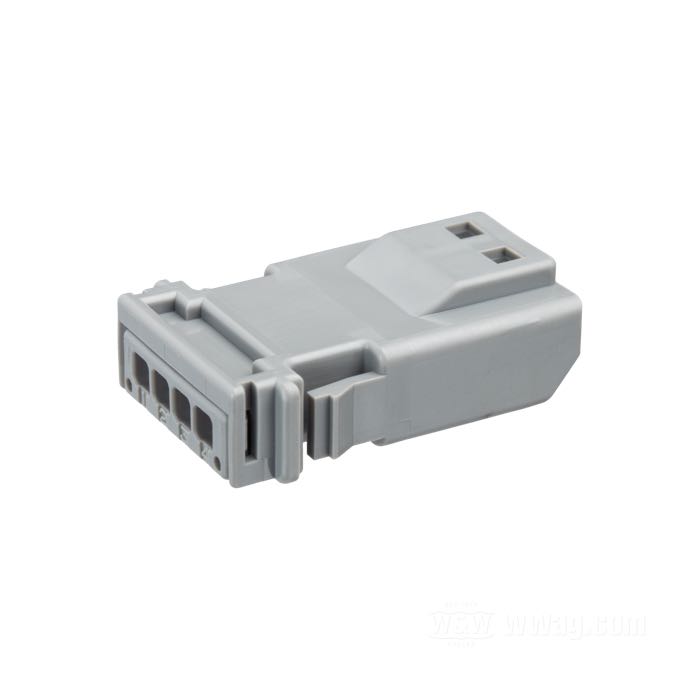 Boîte de cosses mâles »MX 19« de JAE; 4 voies; PBT / silicone, gris; pour fils de: ~ jusqu'à 0.5 mm² (AWG 20); remplace OEM HD 69201180; Japon; poids brut: 2 g