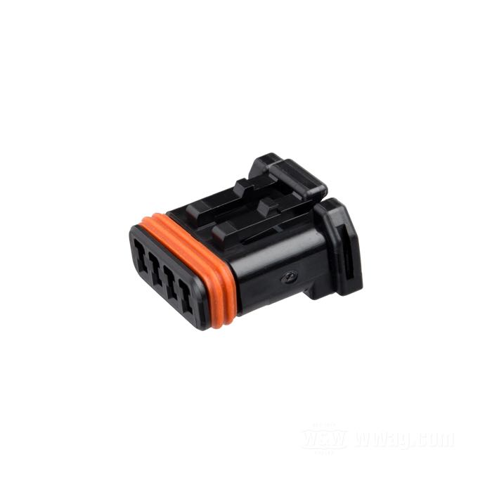 Boîte pour cosses femelles »MX 19« de JAE; 4 voies; PBT / silicone, noir; pour fils de: ~ jusqu'à 0.5 mm² (AWG 20); remplace OEM HD 72908-11; Japon; poids brut: 1 g
