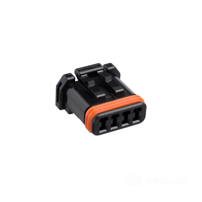 Boîte pour cosses femelles »MX 19« de JAE; 4 voies; PBT / silicone, noir; pour fils de: ~ jusqu'à 0.5 mm² (AWG 20); remplace OEM HD 72908-11; Japon; poids brut: 1 g