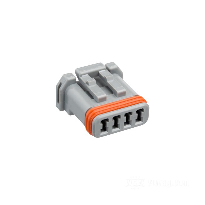 Caja de conectores hembras »MX 19« de JAE; 4 vías; PBT / silicona, gris; para hilos de: ~ hasta el 0.5 mm² (AWG 20); reemplaza OEM HD 69201179; Japón; peso bruto: 1 g
