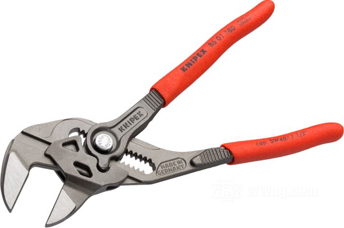 Zangenschlüssel von KNIPEX; max. Maulweite: 40 mm; Chrom-Vanadium-Stahl, parkerisiert; Länge: 180 mm; Deutschland; Bruttogewicht: 240 g