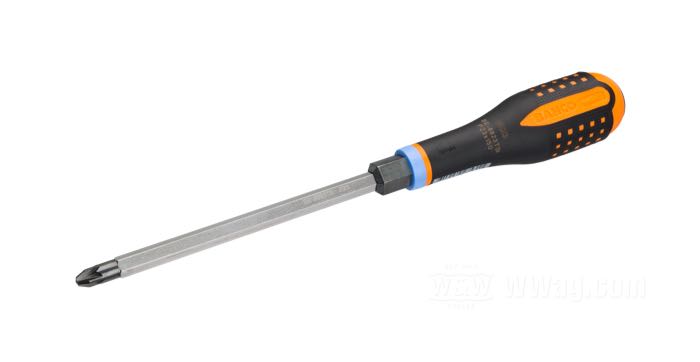 Screwdriver »Impact Head« by Bahco; blade length 150 mm, tip PZ 3; steel / rubber, 14 mm hex ; length: 272 mm; Spain; gross weight: 232 g