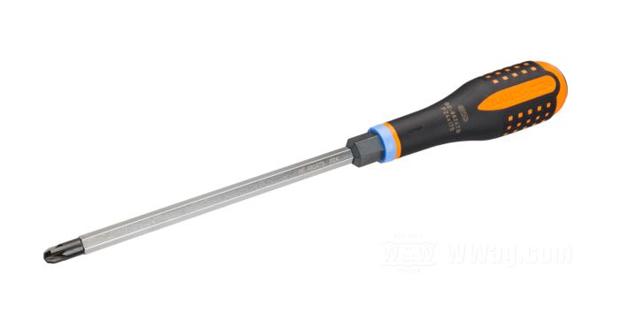 Screwdriver »Impact Head« by Bahco; blade length 175 mm, tip PZ 4; steel / rubber, 14 mm hex ; length: 297 mm; Spain; gross weight: 242 g