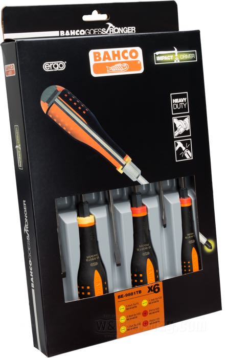 Jeu de tournevis »Impact Head« de Bahco; acier / caoutchouc; Espagne; poids brut: 825 g