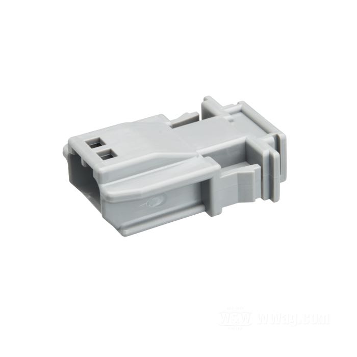 Steckergehäuse »MX 19« von JAE; 2-polig; PBT / Silikon, grau; für Kabel: ~ bis 0.5 mm² (bis AWG 20); Japan; Bruttogewicht: 2 g