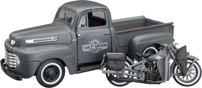 Scale model »Ford 1948 F-1 Pickup/1942 WLA« by Maisto International, Inc.; plastic, grey / white; 1:24; gross weight: 520 g