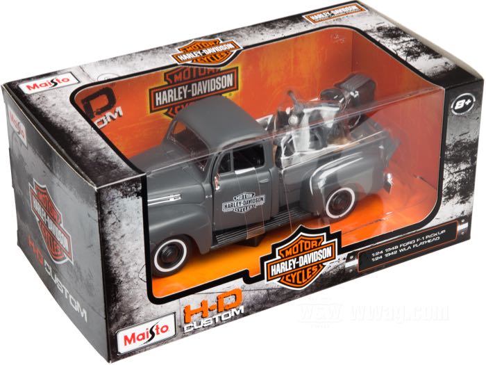 Scale model »Ford 1948 F-1 Pickup/1942 WLA« by Maisto International, Inc.; plastic, grey / white; 1:24; gross weight: 520 g
