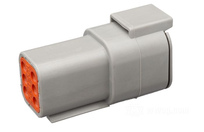 Boîte de cosses mâles »DTM « de Deutsch; 6 voies; polyamide, gris; pour fils de: ~ 0.5 - 1.5 mm² (AWG 20-16); poids brut: 11 g