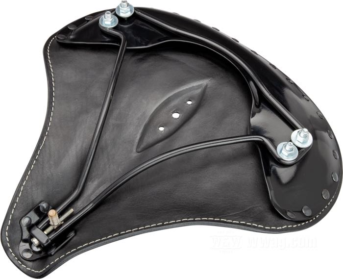 Solositz »Mesinger No. 3« von The Cyclery; Rindleder, schwarz; Länge x Breite: 370 x 400 mm; Gewinde: 5/16”-24; Abstand Federn bzw. Montagebolzen: 280 mm; Europa; Bruttogewicht: 2.62 kg