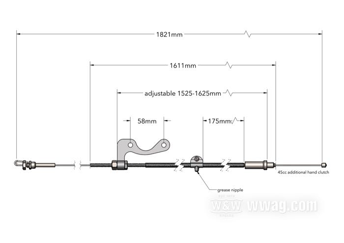 Cable de embrague de Samwel Supplies; apropiado para Flatheads 45”/750 cc 1941-1973, exc. modelos K; acero; largo: 182 cm; reemplaza OEM HD 2556-41, 2557-41, 2558-41, 2558-41A, 2560-41, 2564-41 y 4165-28; Europa; peso bruto: 456 g
