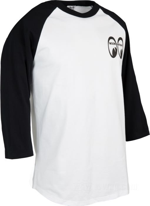 Maglietta baseball »MOON« di Mooneyes; cotone, bianco / nero, logo piccolo sul davanti; taglia: M; peso lordo: 206 g