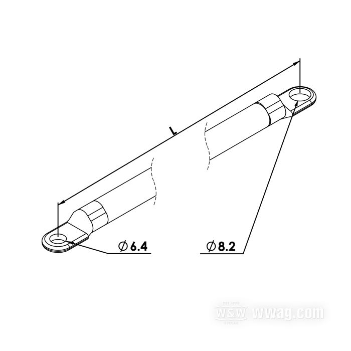 Câble de batterie; Ø oeillets: 6.4 mm et 8.2 mm; cuivre / acier, noir, avec gaine en PVC; longueur: 18.3 cm; 22 mm²; poids brut: 58 g
