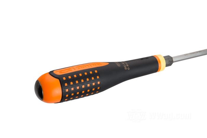 Tournevis »Impact Head« de Bahco; longueur de lame 100 mm, point 4.5 x 0.8 mm; acier / caoutchouc, six pans de 9 mm; longueur: 223 mm; Espagne; poids brut: 100 g