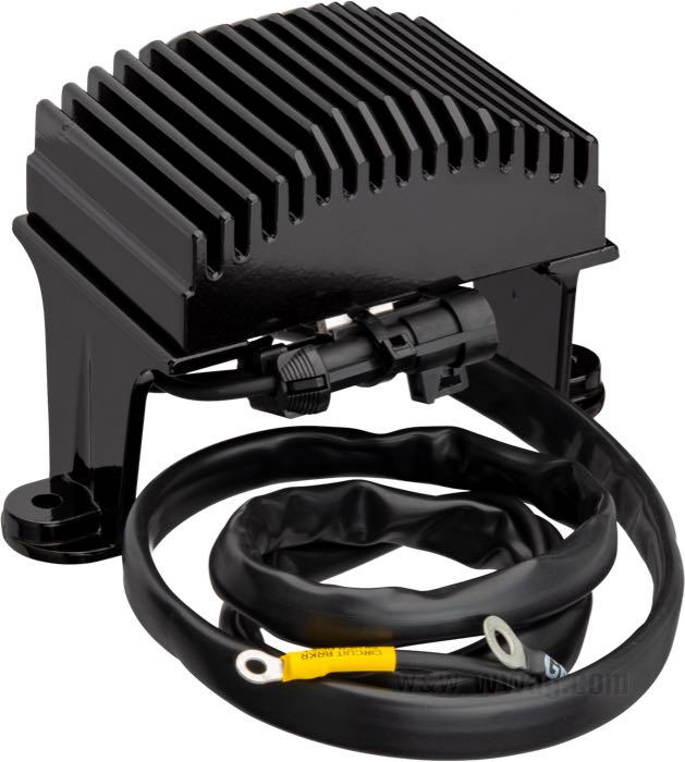 Regulator/Rectifier by Cycle Electric; fits Touring 2002-2003; aluminum, black, anodised; replaces OEM HD 74505-02; USA; gross weight: 1.42 kg