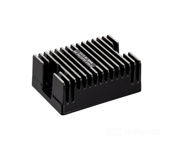 Regulator/Rectifier by Cycle Electric; fits Sportster 1991; aluminum, black, anodised; replaces OEM HD 74512-84, and 74523-91; USA; gross weight: 50 g