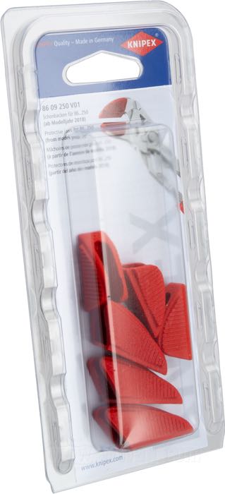 Protective jaws by KNIPEX; for Knipex Pliers Wrenches 250 mm; plastic, red; 6 pieces; Germany; gross weight: 38 g