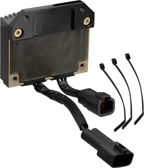 Regulateur/Redresseur de Cycle Electric; adaptable à Dyna 2004-2005; aluminium, noir, anodisé; remplace OEM HD 74631-04; USA; poids brut: 1.23 kg
