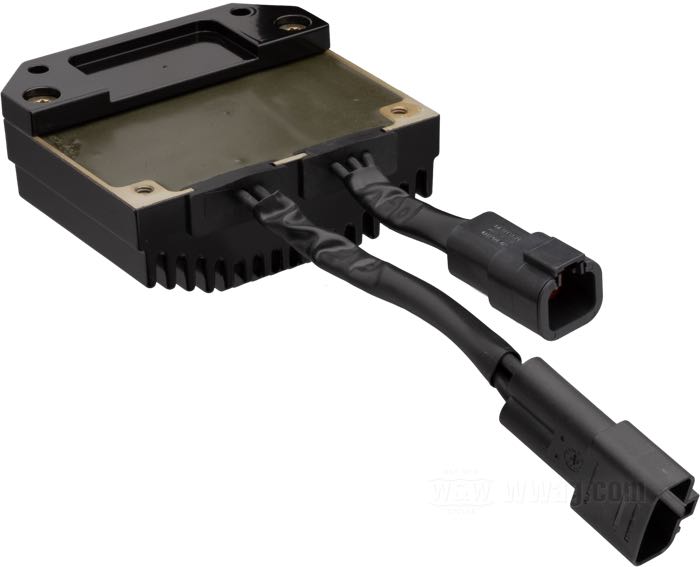 Regulateur/Redresseur de Cycle Electric; adaptable à Dyna 2004-2005; aluminium, noir, anodisé; remplace OEM HD 74631-04; USA; poids brut: 1.23 kg