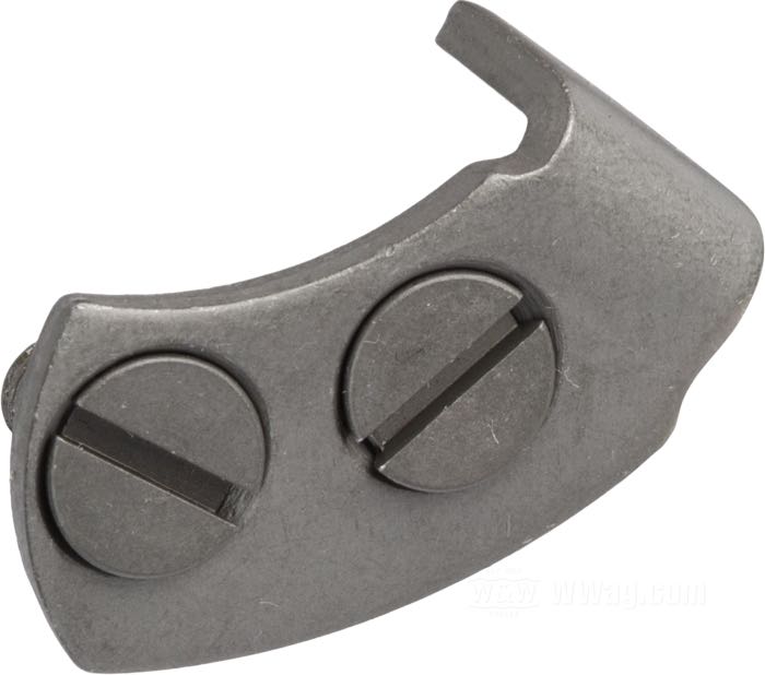 Pletina de tope de Colony; apropiado para Big Twin de 4 velocidades 1936-1978 (1ra serie); acero, parkerizado; con 2 tornillos; reemplaza OEM HD 33353-36 y 1864; EE. UU.; peso bruto: 45 g