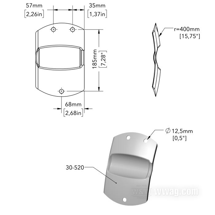 Insert de garde-boue de Cannonball; pour Cannonball StealthStarter SSK-R Kick Drive pour cadre rigide; adaptable à Big Twins 4 vitesses à châssis rigide; aluminium; largeur x hauteur: 145 x 220 mm; poids brut: 201 g