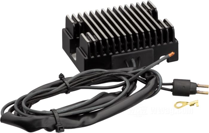 Regulator/Rectifier »Standard«; fits Sportster late 1984-1990; aluminum, black; replaces OEM HD 74523-84A; gross weight: 430 g