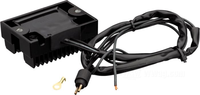 Regulator/Rectifier »Standard«; fits Sportster late 1984-1990; aluminum, black; replaces OEM HD 74523-84A; gross weight: 430 g