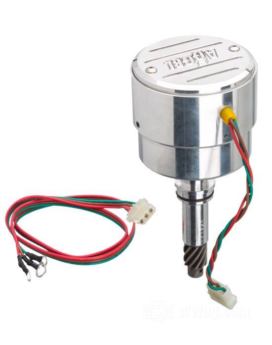 Sistema de encendido »E-Spark« de Accel; apropiado para Flathead 1937→, todos modelos K y Sportster →1970; aluminio macizo; para usar con 12 V; resistencia primaria: 2-4 Ω; con hilos e instrucciones; peso bruto: 1.03 kg