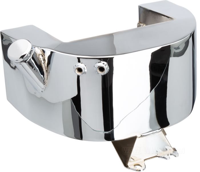Oil tank »Horseshoe Custom« by Paughco; for rigid and swingarm frames; side fill; sheet steel, chrome-plated, with oil filter cartridge; volume: 3.3 l; drain plug: 1/8”-27 NPTF; filler spout: ID 1-1/4”; USA; gross weight: 5 kg
