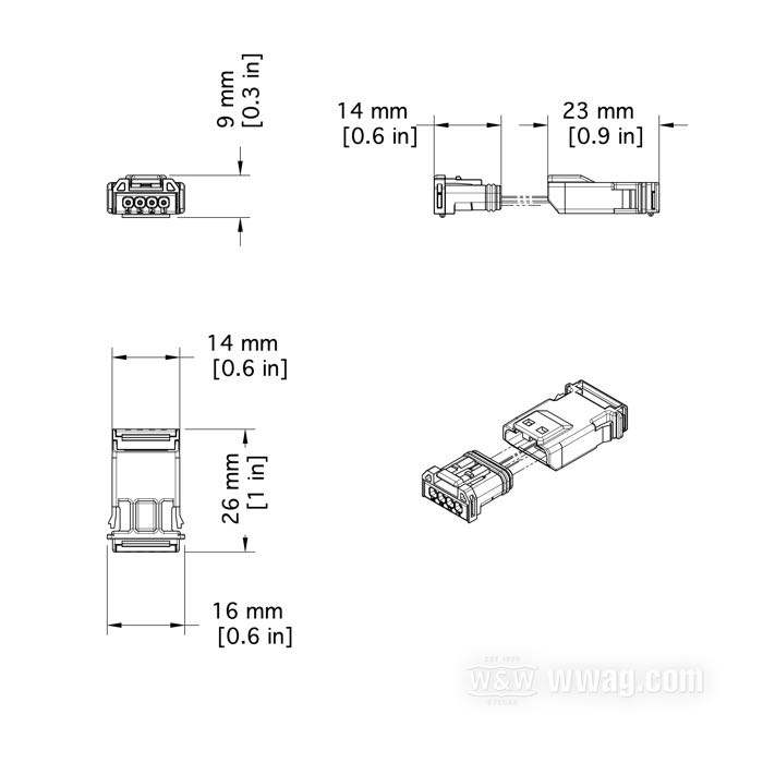 »MX19« di JAE; 4 vie; PBT / silicone; per fili di: ~ fino a 0.5 mm² (AWG 20); Giappone