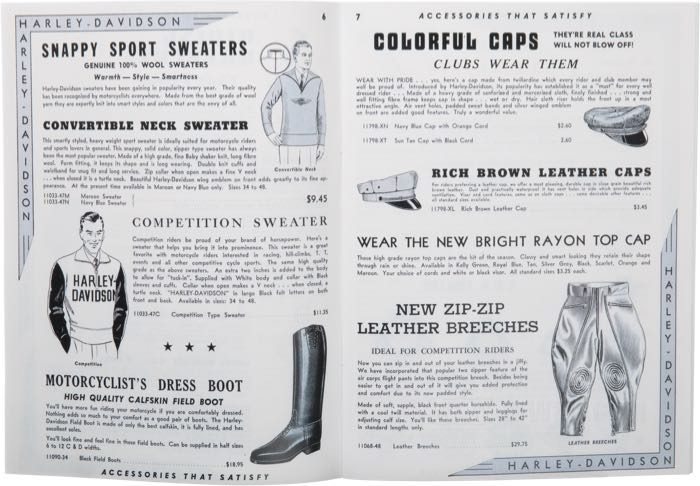 Catalog »Classic H-D Motorcycle Accessories 1948«; paper; width x height: 20 x 27 cm; color + black and white; 32 pages; gross weight: 126 g