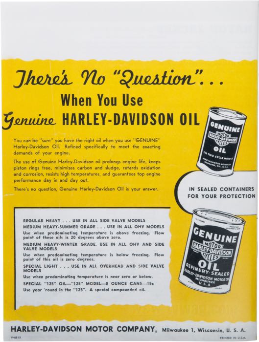Catalogue »Classic H-D Motorcycle Accessories 1951«; papier; largeur x hauteur: 20 x 27 cm; coloré + noir et blanc; 32 pages; poids brut: 127 g
