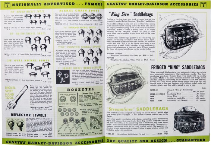 Catalogue »Classic H-D Motorcycle Accessories 1951«; papier; largeur x hauteur: 20 x 27 cm; coloré + noir et blanc; 32 pages; poids brut: 127 g
