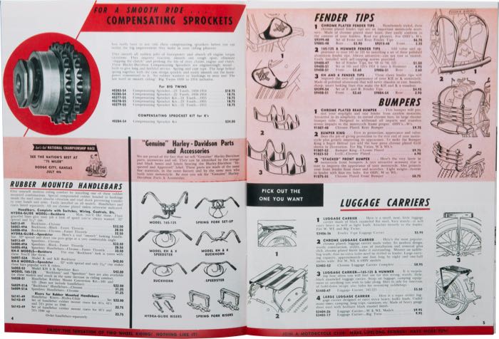 Catalogue »Classic H-D Motorcycle Accessories 1955«; papier; largeur x hauteur: 20 x 27 cm; coloré + noir et blanc; 32 pages; poids brut: 127 g
