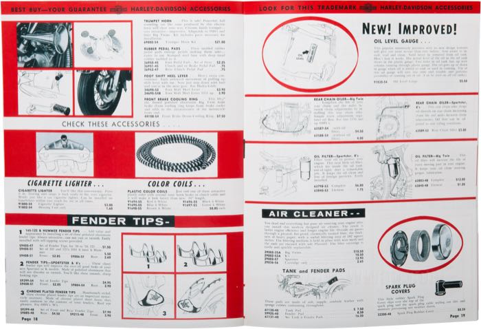 Catalog »Classic H-D Motorcycle Accessories 1957«; paper; width x height: 20 x 27 cm; color + black and white; 32 pages; gross weight: 127 g