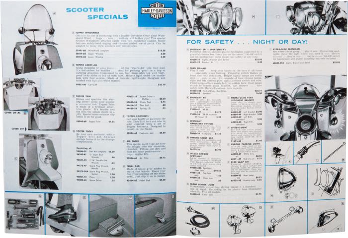 Catalogue »Classic H-D Motorcycle Accessories 1960«; papier; largeur x hauteur: 20 mm x 27 cm; coloré + noir et blanc; 31 pages; poids brut: 114 g