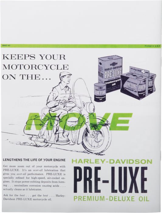 Catalogue »Classic H-D Motorcycle Accessories 1961«; papier; largeur x hauteur: 20 x 27 cm; coloré + noir et blanc; 31 pages; poids brut: 116 g