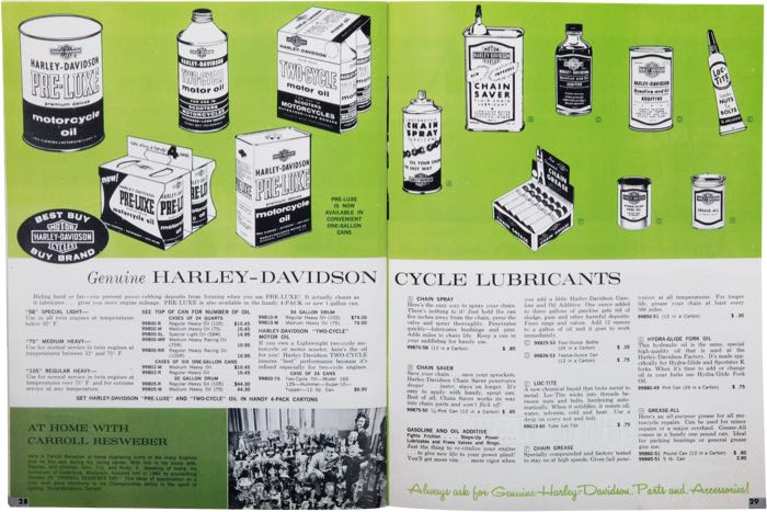 Catalogue »Classic H-D Motorcycle Accessories 1961«; papier; largeur x hauteur: 20 x 27 cm; coloré + noir et blanc; 31 pages; poids brut: 116 g