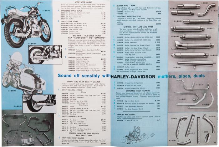 Catalogue »Classic H-D Motorcycle Accessories 1963«; papier; largeur x hauteur: 20 x 27 cm; coloré + noir et blanc; 31 pages; poids brut: 115 g