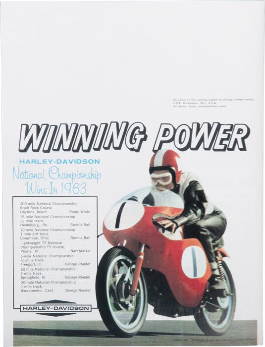 Catalogue »Classic H-D Motorcycle Accessories 1964«; papier; largeur x hauteur: 20 x 27 cm; coloré + noir et blanc; 31 pages; poids brut: 114 g