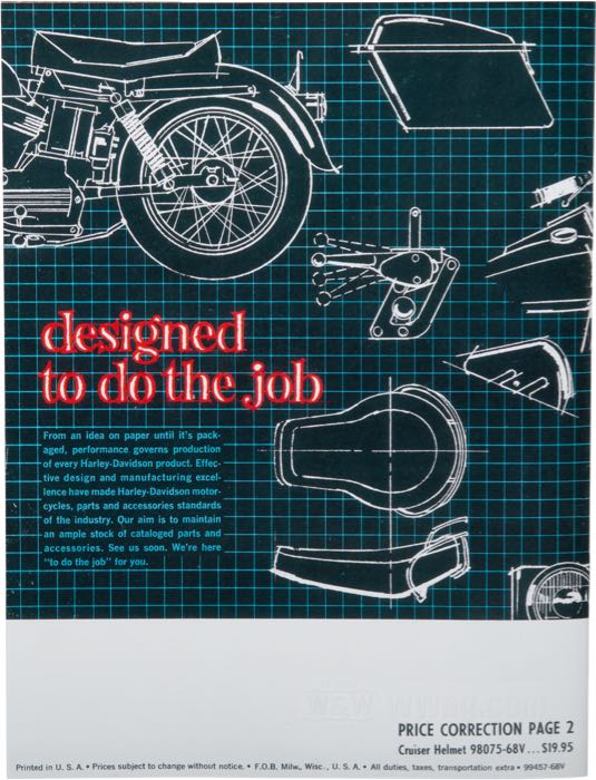 Catalogue »Classic H-D Motorcycle Accessories 1968«; papier; largeur x hauteur: 20 x 27 cm; coloré; 31 pages; poids brut: 117 g