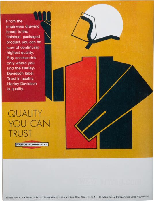 Catalog »Classic H-D Motorcycle Accessories 1969«; paper; width x height: 20 x 27 cm; color; 31 pages; gross weight: 116 g