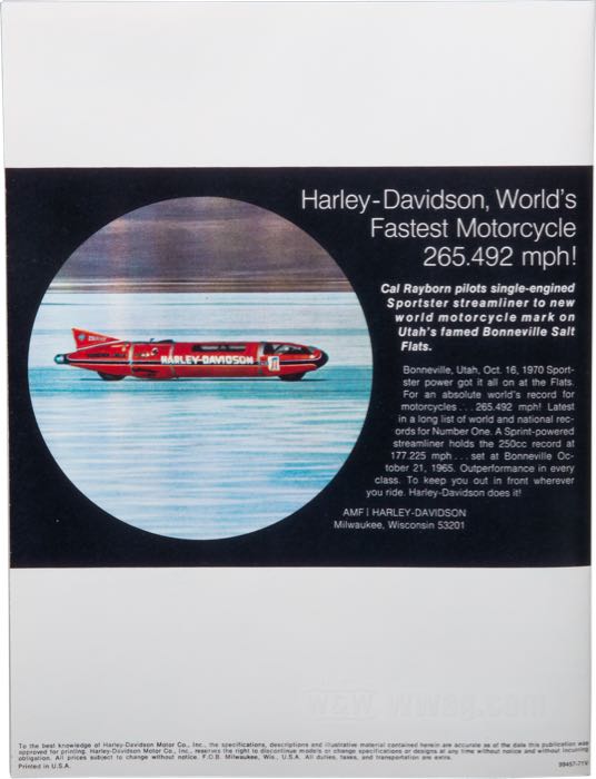 Catalogue »Classic H-D Motorcycle Accessories 1971«; papier; largeur x hauteur: 20 x 27 cm; coloré; 31 pages; poids brut: 116 g