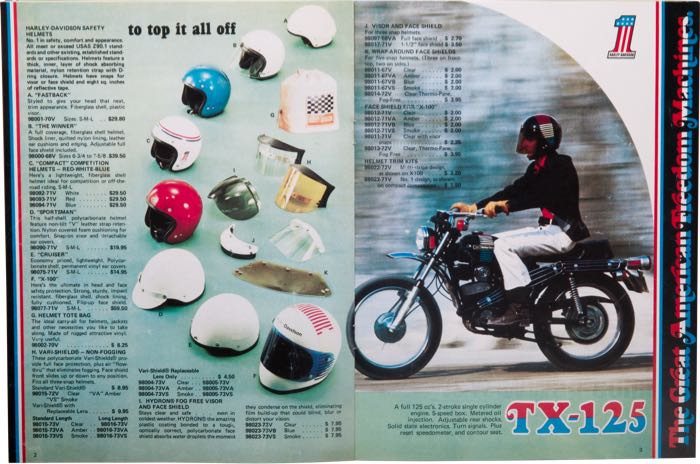 Catalogue »Classic H-D Motorcycle Accessories 1973«; papier; largeur x hauteur: 20 x 27 cm; coloré; 14 pages; poids brut: 66 g