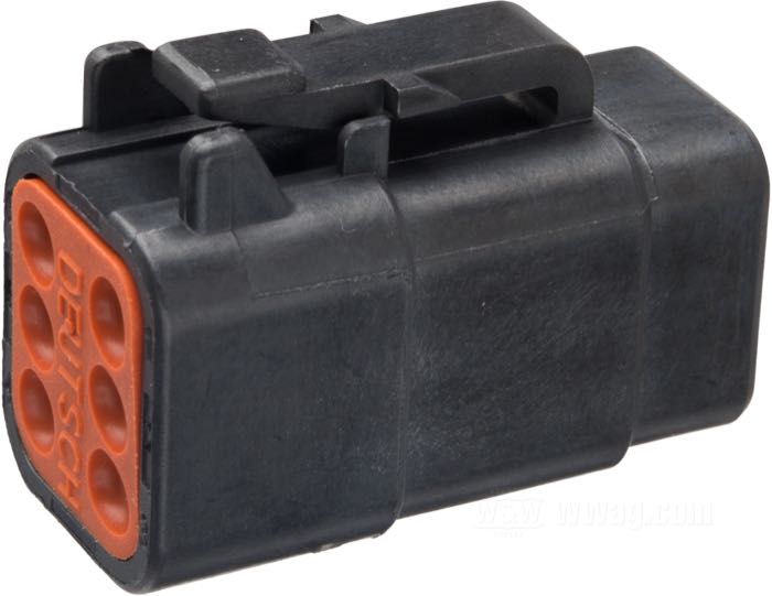 Scatola per boccole »DTM « di Deutsch; 6 vie; poliammide, nero; per fili di: ~ 0.5 - 1.5 mm² (AWG 20-16); rimpiazza OEM HD 74116-98BK; peso lordo: 6 g